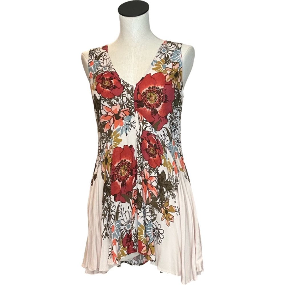 Free People Backyard Party Floral VNeck Tunic Sleeveless Top, size XS - Picture 3 of 11